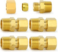 ChillWaves Brass Compression Tube Fitting, 1/4" OD x 3/8" NPT Male Compression Union Connector(5-PACK)