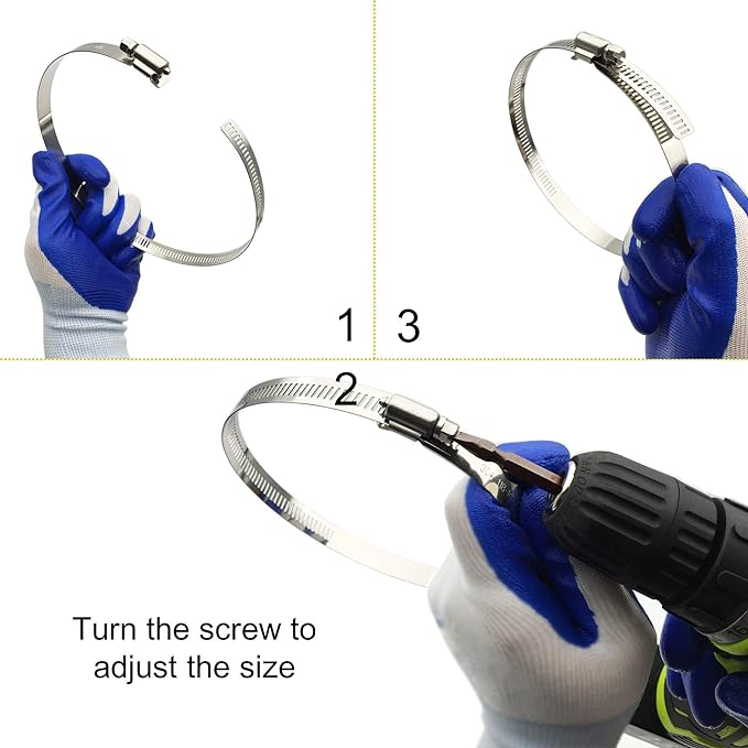 4Pcs 6" Adjustable 304 Stainless Steel Duct Clamps Hose Clamp Pipe Clamp Air Ducting Clamp worm drive hose clamps（141mm-165mm）