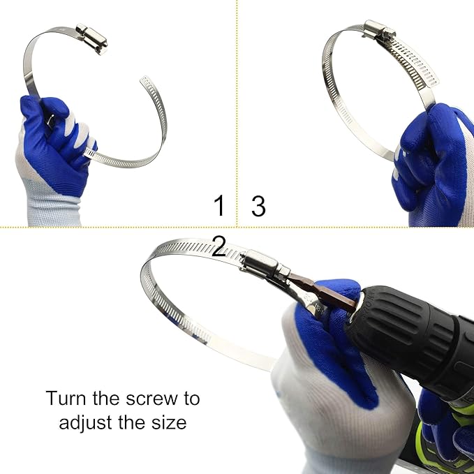 5" Adjustable 304 Stainless Steel Duct Clamps Hose Clamp Pipe Clamp Air Ducting Clamp worm drive hose clamps (4Pcs, 118mm-140mm)