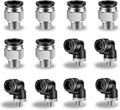 12 Pcs Push to Connect Fittings 1/2 Inch Tube OD x 1/4 Inch NPT Thread Pneumatic Male Straight and Elbow Quick Connect Air line fittings