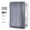 ABS Electrical Junction Box, Ventilated Design, Cable Grommets, IP65 Waterproof Enclosure, Indoor/Outdoor Use with Mounting Panel. (Clear Cover, 15.5"x11.5"x6.2")