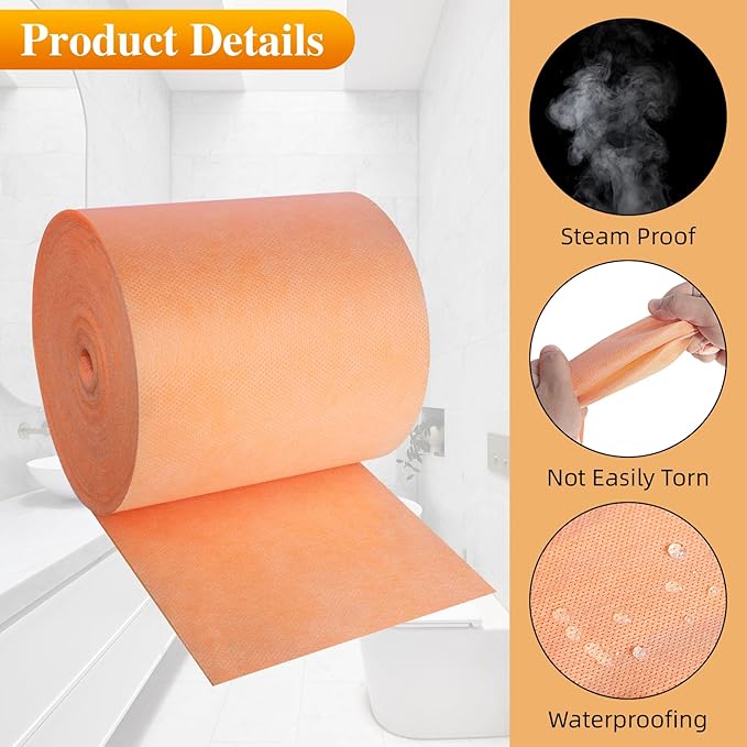 120ft Waterproofing Membrane Band for Shower,Waterproof Membrane Underlayment Band Strip for Shower Bathroom Sauna,5” Tile Uncoupling Tape for Sealing Butt Joints&Floor Wall Connections,22Mils Thick