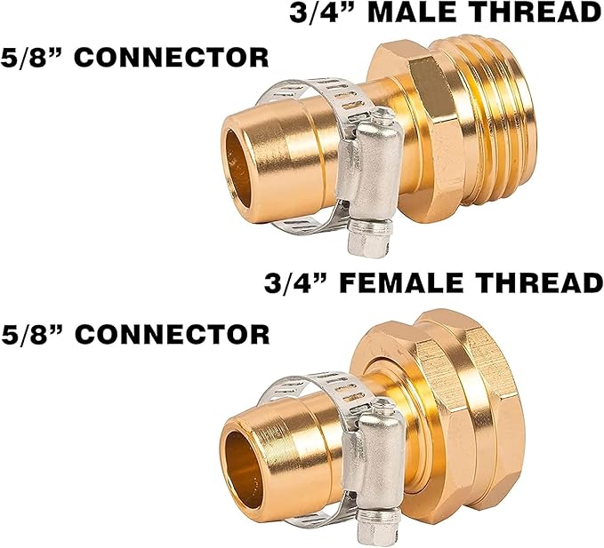 Hourleey Garden Hose Repair Connector with Clamps, Fit for 3/4" or 5/8" Garden Hose Fitting, 4 Set