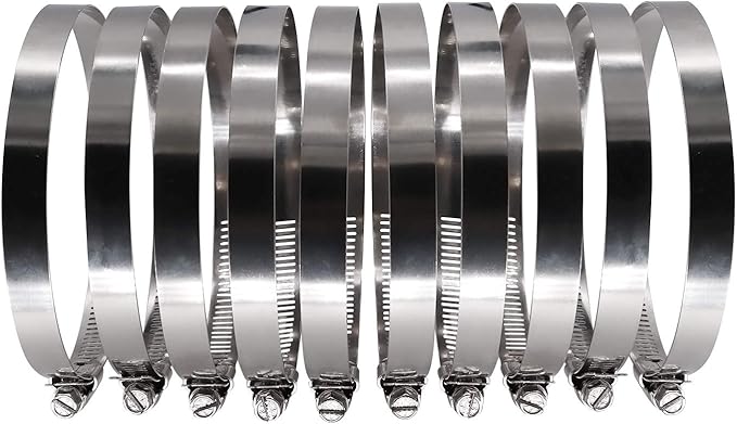 ROADFORMER 5" Worm Gear Hose Clamp - SAE 80 Size, Full Stainless Steel with 1/2" Band Width, Working Range 116mm - 140mm Hose Clamps,10 Pack