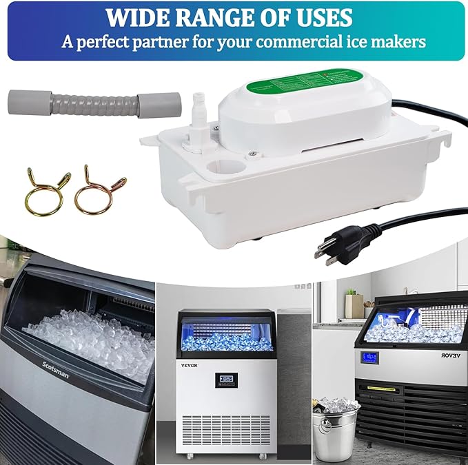 Condensate Pump, 6.6 ft/2 m Lift, 110V, 5W AC, 100 L/H Flow, Air Conditioner, Commercial Ice Makers, White