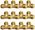HQMPC 3/4" Pex Tee Push Fit Plumbing Fitting, Push-to-Connect, Brass, 12 Pack