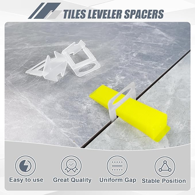 Storystore Tile Leveling Clips Tiles Leveler Spacers - 2000 Spacers Tile Leveling System 1/8 Inch Clips Lippage Free Tile and Stone Installation for PRO and DIY