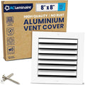 8x8 Inch (Duct Opening) Aluminum 1-Way Air Flow Vent – HVAC Vent Cover for Wall or Ceiling – Quiet HVAC Wall Register - Multi-Shutter Damper – Adjustable Curved Blade - Plastic Seal for Tight Fit