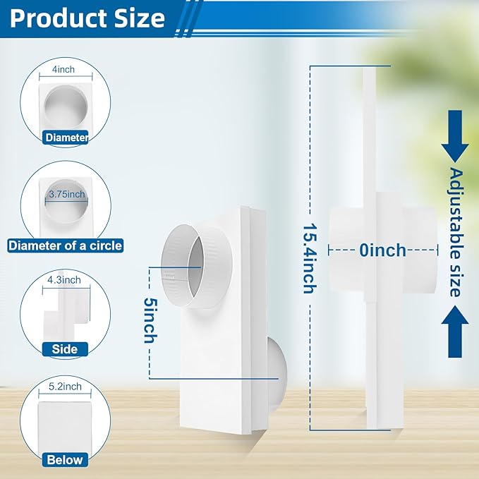 OEM Upgraded 84049 Adjustable 0-5 Periscope Dryer Vent Kit, telescoping dryer vent, Stainless Dryer Vent Periscope for Tight Space, 4in Dryer Vent Duct Hose Pipe Adapter