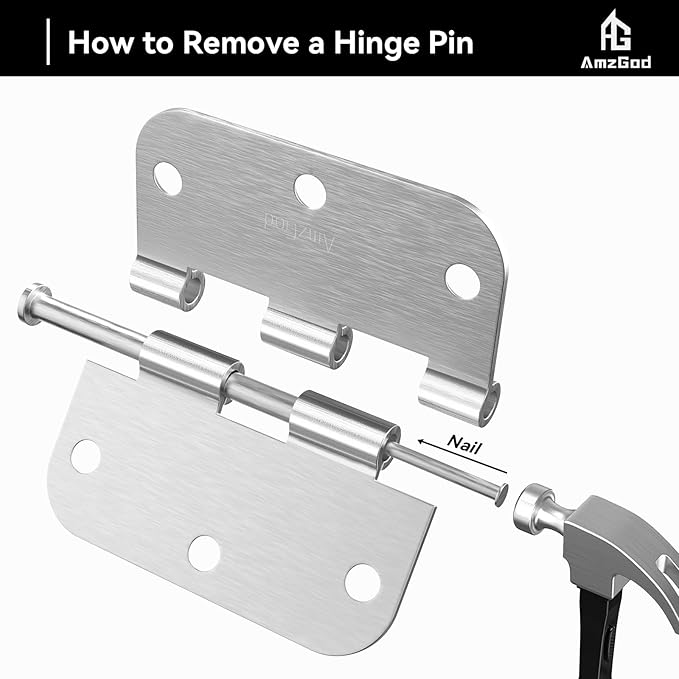 Door Hinges Brushed Nickel - 108 Pack Nickel Door Hinges 3.5 Inch Rounded Interior Satin Nickel Door Hinge with 5/8" Radius - Flat Iron Residential Standard 3 1/2 Inches Silver Door Hardware
