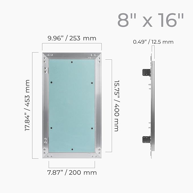 8" x 16" Inch Wall Access Panel - Waterproof Drywall Panel & Aluminum Frame Crawl Space Hatch Door - Plumbing Access Panel for Wall & Ceiling, HVAC - Drywall Access, Cover