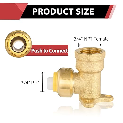10-Pack EFIELD 3/4" Push Fit x 3/4" Female NPT Drop-Ear Elbows with 1 Disconnection Tool Clip