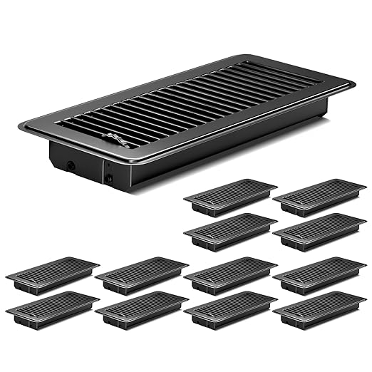 12Pcs Floor Vents Floor Registers 4x10 Inch, Heavy Duty Metal Hot Air Vent Covers 4x10 Inch with Rust-Proof Finish for Home Heater Floor Vent Grilles and Vents
