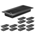 12Pcs Floor Vents Floor Registers 4x12 Inch, Heavy Duty Metal Hot Air Vent Covers 4x12 Inch with Rust-Proof Finish for Home Heater Floor Vent Grilles and Vents(12, Black, 4x12 Inches)