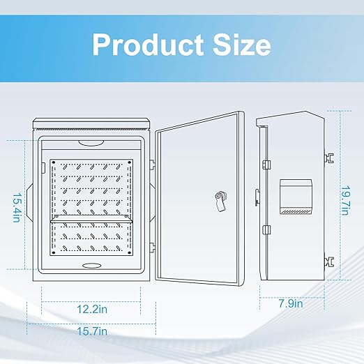 Outdoor Electrical Box with Thermostat and Fan, Cold-Rolled Steel Plate, Aluminum Alloy Back Beam, One-Piece Ventilation Design, IP65 Waterproof, Wall/Pole Mounted. (19.6" x 15.7" x 7.9")
