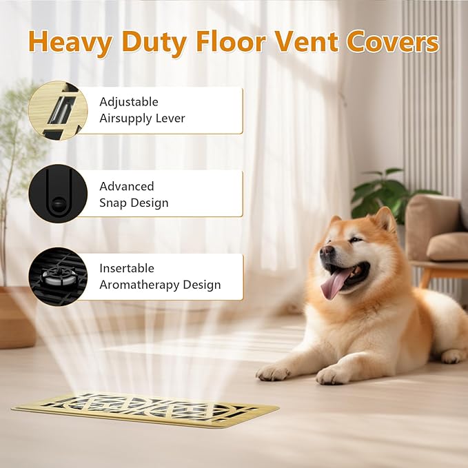 Floor Vent Covers 4 Pack,Floor Register 4x10, Heavy Duty Walkable Steel Vent Cover, Adjustable Metal Decorative Vent Covers for Home Floor Ceiling or Sidewall Vent, Rust-Proof Finish (White Oak-4Pack)