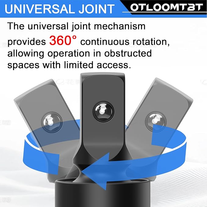 11PCS Impact Socket Adapter Set & Swivel Socket - Crafted from Industrial-Grade CR-MO Steel. Heavy-Duty Drop-Resistant Plastic Case 3/8 to 1/2 Adapters, 1/4 3/8 1/2 universal joint sockets