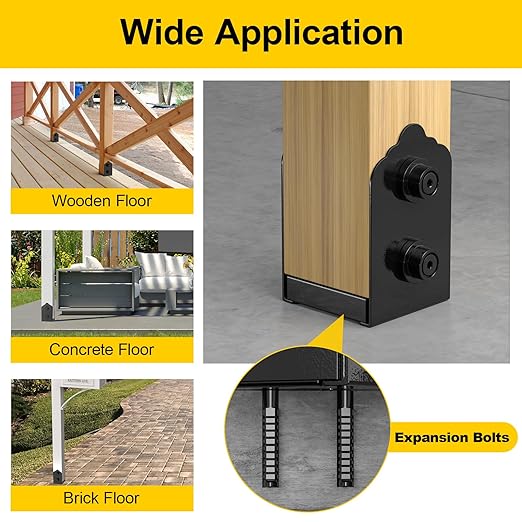 4x4 Post Base, 4Pcs Stainless Steel Adjustable Post Anchor Bracket (Internal 3.5 x 3.5), Adjustable Post Base for Pavilion Deck Porch Handrail Railing Support Decorative Anchor Plate
