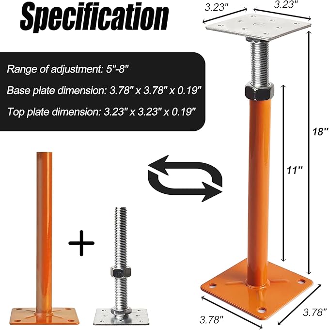 Screw Jacks Floor Jacks, 11"-16" Small Floor Jack Stands, House Floor Jacks Post Pole for Leveling, Adjustable Floor Joist Support Jack for House Foundation Temporary Support