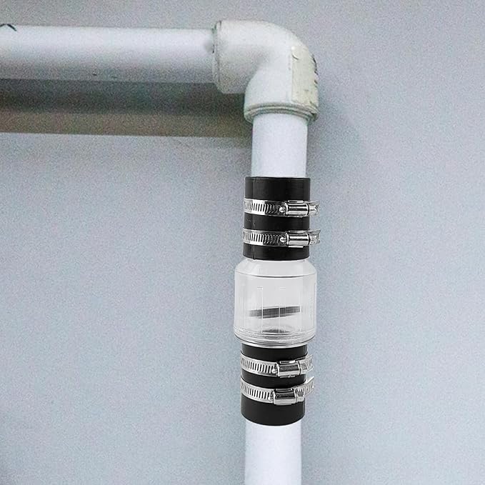 Sump Pump Check Valve 1-1/2 inch, Spring Loaded Flapper Check Valve with 4 Metal Clips, for Sewage Backflow Prevention, Quiet Check Valve for Sump Pump