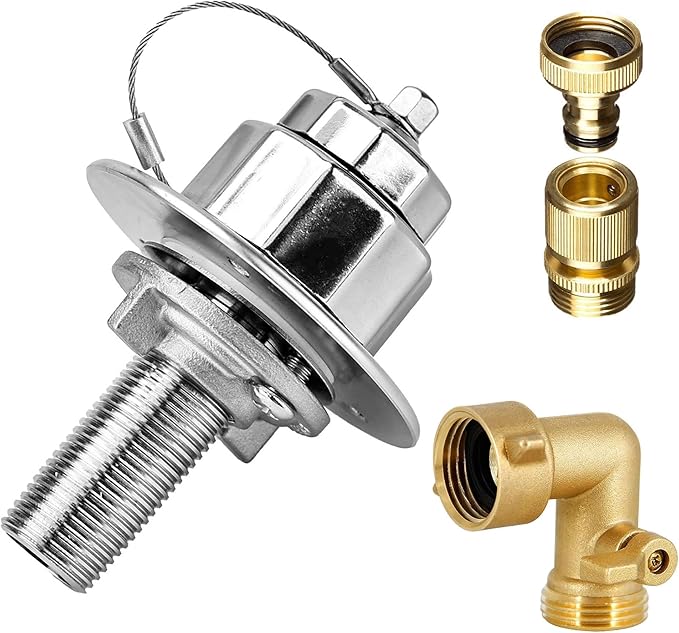 Stainless Steel RV Water Inlet with Quick Connector & 90-Degree Elbow, Leak-Free, Durable for RV, Camper, Boat, Motorhome, Easy Installation, Upgrade Replacement for Water Hookup