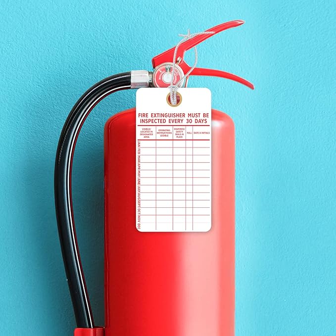 SmartSign “Fire Extinguisher Must Be Inspected Every 30 Days” Monthly Inspection Tags, 5.75 x 3 inch 13 Point Cardstock, Red and White (Pack of 100), Made in USA
