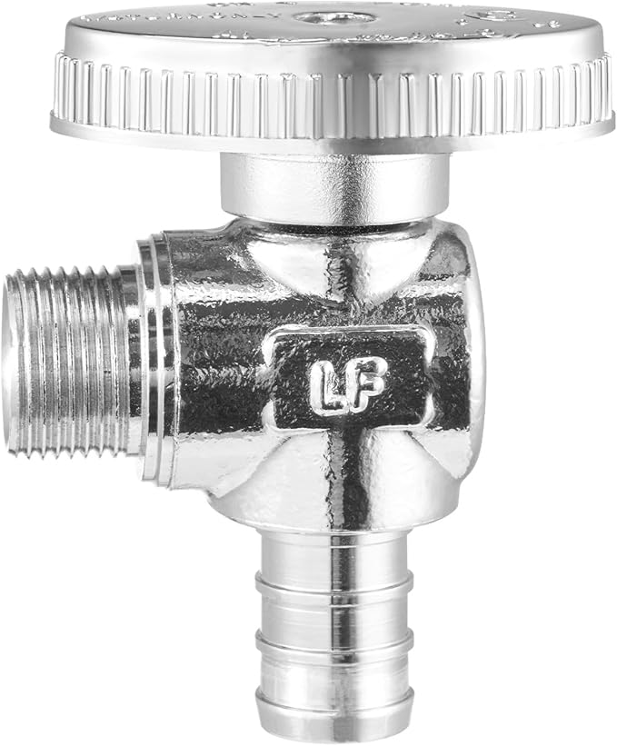 VEVOR 10 Pack Angle Stop Valve, Water Shut Off Valve 1/2" PEX x 3/8" OD Compression, 1/4 Turn Chrome Plated Brass Shutoff Valves for Bathroom Kitchen Toilet Shower Plumbing