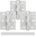 3Pcs Stainless Steel Door Hinges 3 Inch, Heavy Duty Ball Bearing Hinges for Interior Exterior Doors, Square Corner, Max Loading 100LB, Smooth and Quiet, Silver