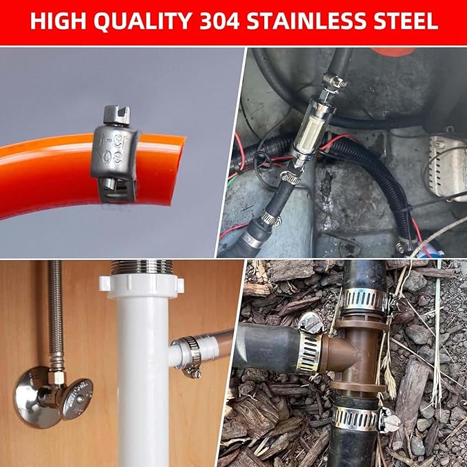 Hose Clamp-20pcs Stainless Steel Hose Clamps Adjustable 5/8''-1''(16-25mm) Worm Gear Hose Clamp,Metal Fuel Line Pipe Clamp for Fuel Line,Plumbing,Mechanical Applications,Radiators,Garden etc.