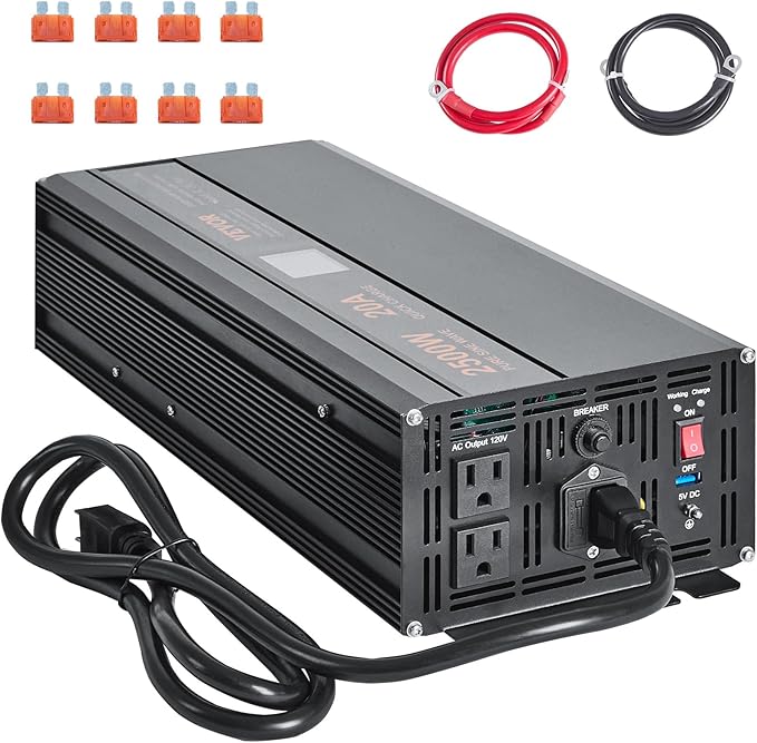 VEVOR 2500W Sump Pump Battery Backup with LCD, Automatically Shifts to Inverter Power Ensuring Uninterrupted Operation, Essential for Emergencies & Power Failures