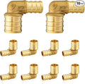 10-Pack EFIELD Pex Crimp 3/4" X 1/2" Reducing Elbow Brass Fitting, ASTM F1807,(PEX1807064)