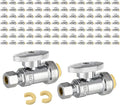 (Pack of 100) EFIELD Push Fit 1/4 Turn Straight Stop Valve Water Shut Off 1/2 Push x 3/8 Inch Compression Chrome with a Disconnect Clip,(PF-VALVE021-100PCS)