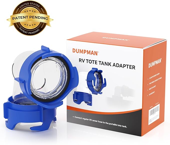 DUMPMAN RV Tote Tank Adapter, 90 Degree Clear Elbow, Easy to Use Bayonet Fitting, Built-in Odor-Tight Gasket