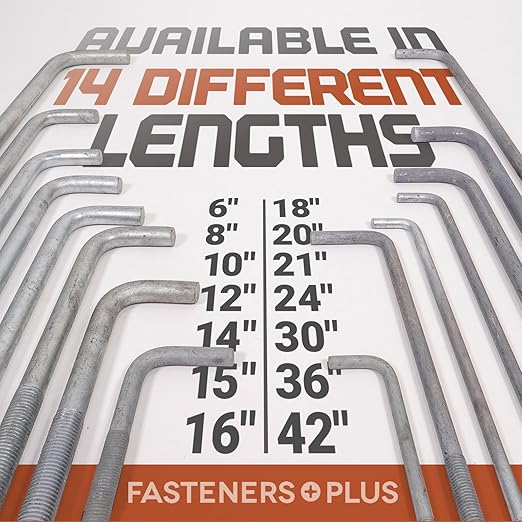 1"-8 x 21" L-Bolt Concrete Anchor Bolt - Hot Dip Galvanized by Conquest Fasteners