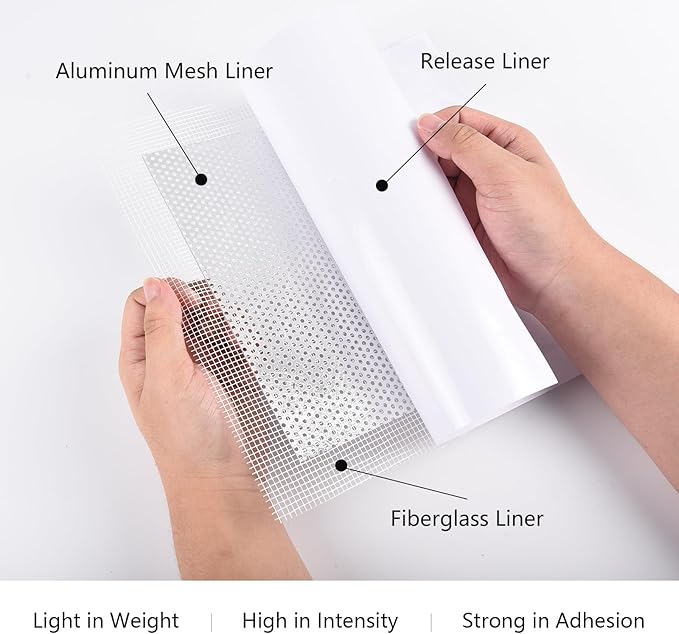 Drywall Repair Kit, 2/4/6/8/10Inch Drywall Patch Kit Self Adhesive Aluminum Plasterboard Wall Patches Quick Fix Plaster Wall with Scraper for Plaster Roof Drywall Crack Repair (13Pcs Kit)