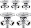 (Pack of 5) Seelink Multi-Turn Dual Outlet Angle Stop Valve, 1/2" Pex Crimp F1807 Pipe Inlet x (3/8 inch x 3/8 inch) Compression Outlets, Chrome Plated Brass