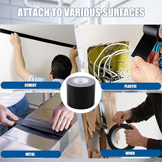 Heavy Duty Black Duct Tape, 10 Mil Extra Thick, 4 in x 60 Yds (180 ft), Waterproof, Strong Adhesive, No Residue, Multi-Purpose Home Repairs, Tearable for Indoor and Outdoor Use