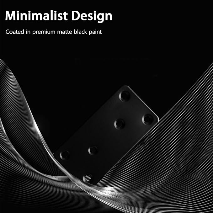 4 Pcs Mending Plate, 3.94 x 1.97 inch Stainless Steel Flat Plates with Holes, Straight Metal Mounting Braces Brackets Kit for Furniture, Wood Joint Connector (Black, 3.94 inch)