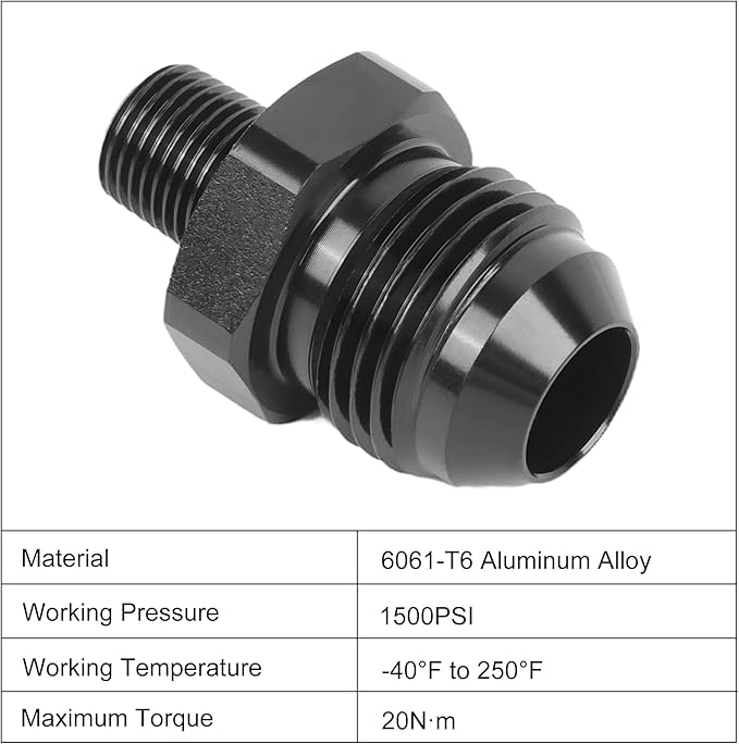 EVIL ENERGY 8AN Male Flare to 1/8" NPT Pipe Fitting Adapter Straight Aluminum Black