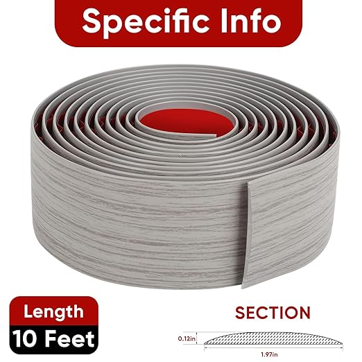 Floor Transition Strip for Doorways, 2'' x10Ft Self-Adhesive Laminate Floor Strip, Carpet Threshold - Gray Wood Grain