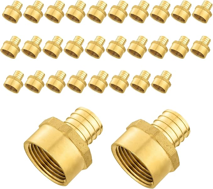 30-Pack PEX Fittings Niikappu 3/4" x 3/4" NPT Female Threaded Adapter, Brass Pex Crimp Adapters for PEX Pipes, ASTM F1807