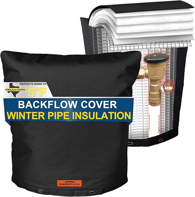 Backflow Preventer Cover Insulated (5˚F) - 20" W x 26" H Backflow Cover for Winter Pipe Freeze Protection - Sprinkler Covers for Outside - Double Wall Insulation Cover Black