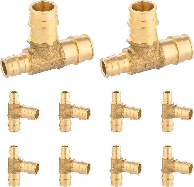 10-Pack HeSun PEX-A Fitting, 3/4"x1/2"x3/4" Expansion Tee, PEX Expansion Fitting Tee, ASTM F1960(PEX1960046-10)
