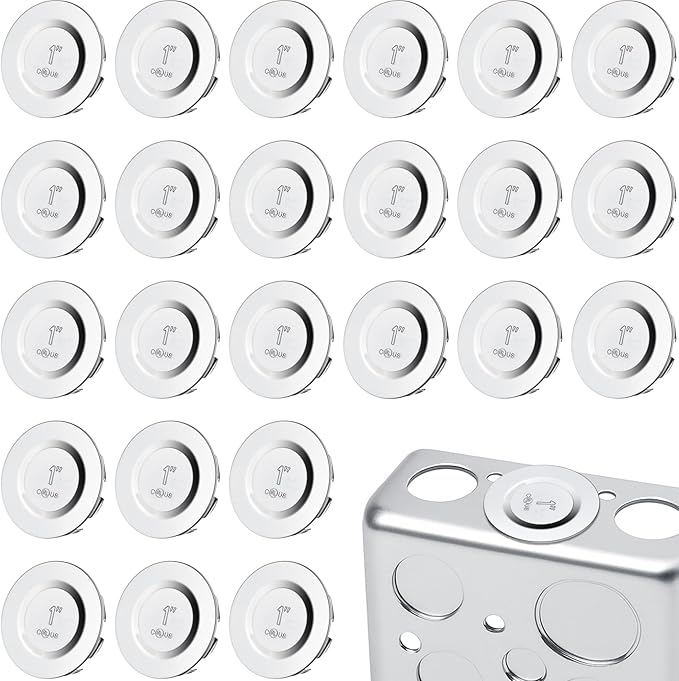 24 Pcs 1 inch Knockout Seal Electrical Box Knockout Plugs Removable Seals for Conduit Pipe Assorted Sizes to Fit Unused Electrical Box Openings