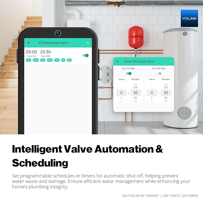 NSF Certified YoLink Leak Protection Kit, 1/2" Battery-Powered Shutoff Valve w/ Controller + 3 Leak Sensors + Hub, D2D Offline Auto Shutoff, LoRa Long-Range, App/Email/SMS Alerts, 10+ Year Battery