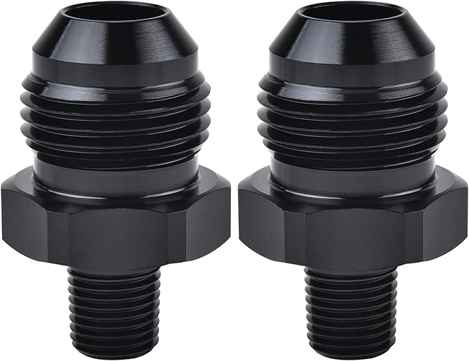 EVIL ENERGY 8AN Male Flare to 1/8" NPT Pipe Fitting Adapter Aluminum Straight Black 2PCS