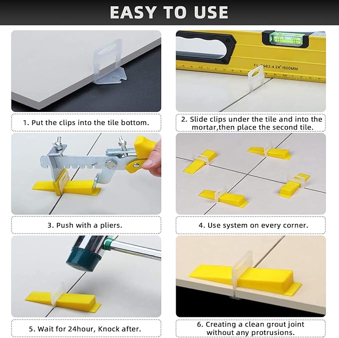 1/16" Tile Leveling System Spacers 2000 PCS Tile Leveling Clips Kit Prevent Tile lippage Leveler Spacers for DIY Professional Ceramic Tile and Stone Installation (1/16 IN, 2000)