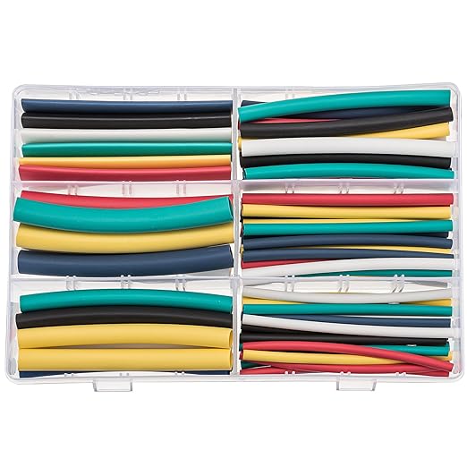90 PCS Diameter 1/2 to 3/32 Inch 3:1 Colorful Heat Shrink Tubing Kit Dual-Wall Adhesive Lined Tube Assortment Kit Red Yellow Green Blue Black White