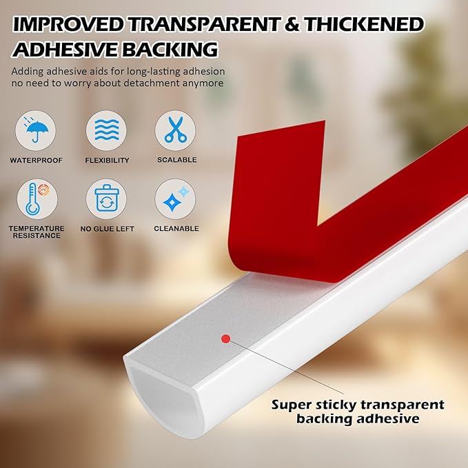 20FT Weather Stripping Door Seal - Self Adhesive Weather Insulation Strip Weatherstripping Silicone D Shaped Seal Strip Door Frame Gap Filler/Window Soundproofing
