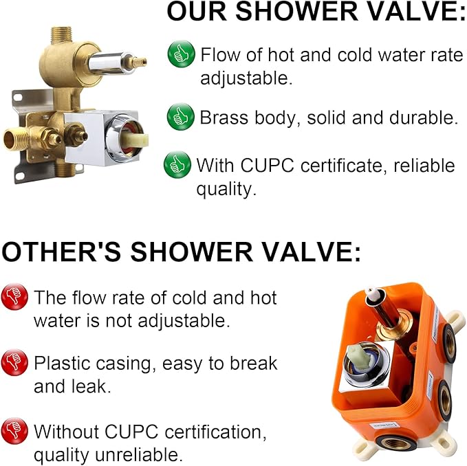 2 Way Outlet Function Solid Brass Shower Diverter Valve Mixer Rough-In Shower Handle Valve Kit Replacement in Brushed Nickel